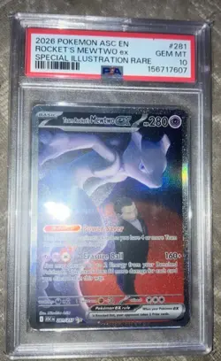 2026 POKEMON ASC EN-ASCENDED HEROES #281 TEAM ROCKET'S MEWTWO EX PSA 10 - Image 2