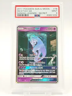 2017 POKEMON SUN & MOON SHINING LEGENDS SECRET #78 MEWTWO GX PSA 9 - Image 1