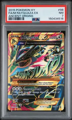 2015 POKEMON XY ANCIENT ORIGINS #98 FA/M RAYQUAZA EX PSA 7 - Image 1