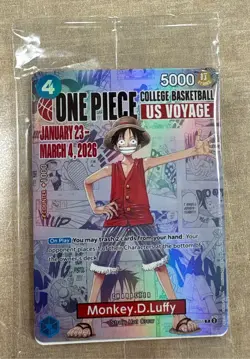 Monkey.D.Luffy Leader Holo Promo Card US Voyage College BBall Gonzaga SEALED - Image 1