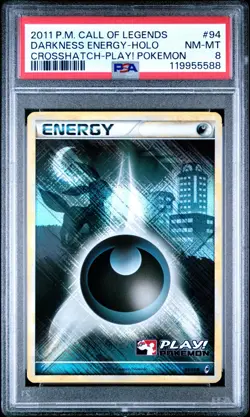 POKEMON 2011 DARKNESS ENERGY-HOLO CROSSHATCH-PLAY! CALL OF LEGENDS #94 PSA 8 - Image 1