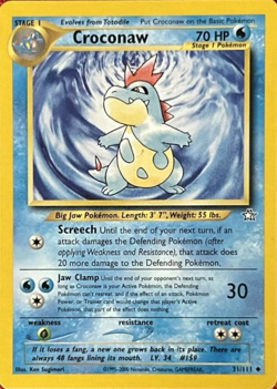 Pokemon TCG 2000 Neo Genesis Set: Croconaw 31/111 LP - Image 1