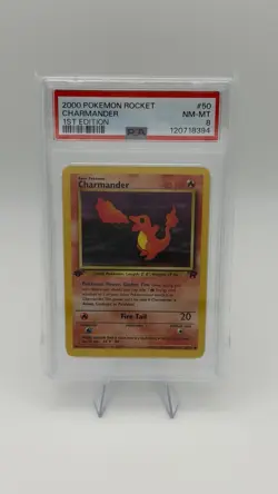 Charmander Team Rocket 1. Edition PSA 8 Pokemon Card English - Image 1