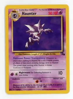 Haunter 21/62 Fossil Set Non Holo Rare Pokemon - Light Play - Image 1