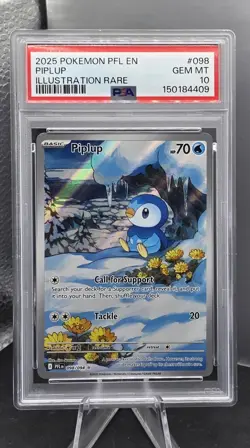 POKEMON - PHANTASMAL FLAMES ILLUSTRATION RARE #098 PIPLUP 🔥PSA 10 🔥 - Image 1