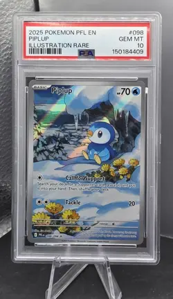 POKEMON - PHANTASMAL FLAMES ILLUSTRATION RARE #098 PIPLUP 🔥PSA 10 🔥 - Image 3