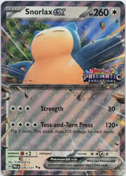 Snorlax ex (Prismatic Evolution Stamped) Double Rare Jumbo Card 076/131 NM - Image 1