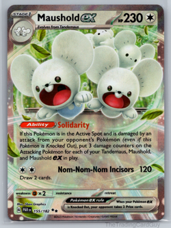 Pokemon TCG Maushold ex 155/182 Paradox Rift Ultra Rare Card NM - Image 1