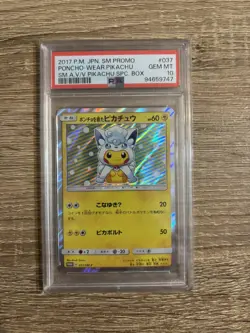 PSA 10 Poncho Wearing Pikachu Alolan Vulpix 037/SM-P Promo Japanese Pokemon Card - Image 1
