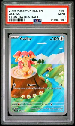 2025 POKEMON BLK EN-BLACK BOLT ILLUSTRATION RARE #151 AUDINO PSA 9 - Image 1