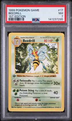 1999 POKEMON GAME 1ST EDITION #17 BEEDRILL PSA 7 - Image 1