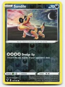 Sandile 107/185 Common Vivid Voltage Pokemon Reverse Holo Near Mint - Image 1
