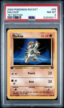 2000 POKEMON ROCKET 1ST EDITION #59 MACHOP PSA 8 - Image 1