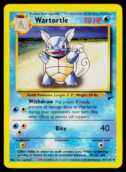 Wartortle - 063/130 Uncommon Pokemon Base Set 2 LP - Image 1