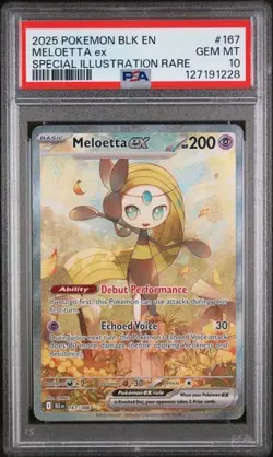 2025 POKEMON BLK EN-BLACK BOLT SPECIAL ILLUSTRATION RARE #167 MELOETTA EX PSA 10 - Image 1