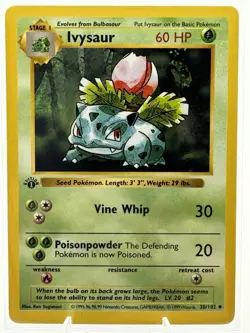 Pokemon Ivysaur 1st Edition Base Set (030/102) Shadowless WOTC 1999 - Image 1