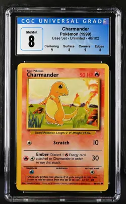 1999 POKEMON BASE SET #46 CHARMANDER CGC 8 - Image 1