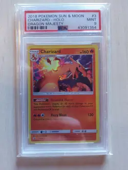 Pokemon Karte: Charizard Holo 3/70 Dragon Majestic Sun & Moon 2018 PSA 9 english - Image 1