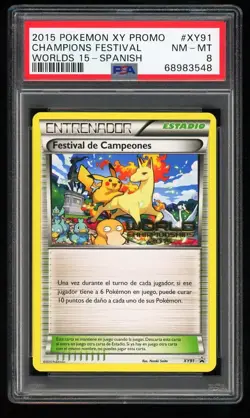 Pokemon Card PSA 8 Champions Festival SPANISH XY91 Promo Worlds Event 2015 - Image 1