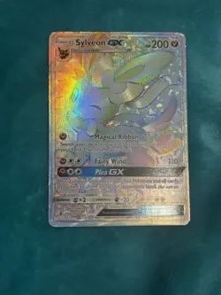 [Heavily Played] Sylveon GX Holo Rainbow Card 158/145 Pokemon Guardians Rising - Image 1