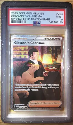 Pokemon TCG Giovanni's Charisma 204/165 SV 151 SIR Holo PSA 9 EN - Image 3