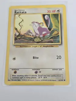 Pokemon TCG Rattata Base Set 61/102 Regular Unlimited Common 1999 Near Mint NM - Image 1