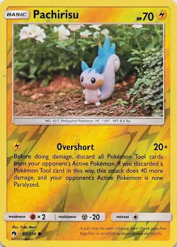 Pachirisu - (Artist Yuka Morii) 80/214 Reverse Holo Lost Thunder Pokemon HP - Image 1
