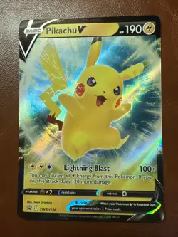 Pokemon TCG Pikachu v SWSH198 Holo Black Star Promo Card Mint Condition - Image 1