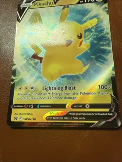Pokemon TCG Pikachu v SWSH198 Holo Black Star Promo Card Mint Condition - Image 2