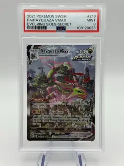 Pokemon Rayquaza VMAX 218/203 - Evolving Skies Alt Art Secret Rare - PSA 9 MINT - Image 1