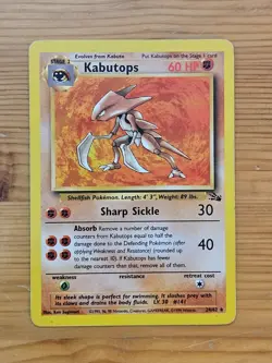 Pokemon TCG Kabutops Fossil Unlimited 24/62 Regular Rare LP WOTC. - Image 1