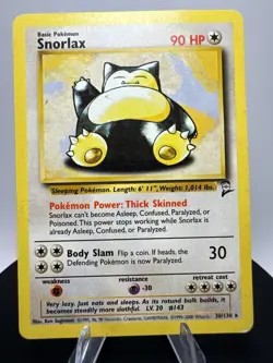 Snorlax 30/130 2000 Base Set 2 Pokemon Card TCG Vintage WOTC Non Holo Rare MP - Image 1