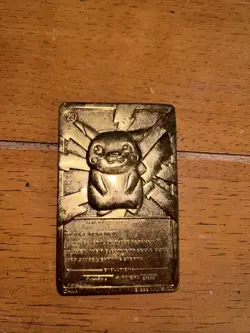 Pokemon Pikachu Vintage 23k Gold Plated Trading Card 1999 Burger King - Image 2