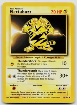 ELECTABUZZ 20/102 RARE BASE SET UNLIMITED POKEMON LP - Image 1