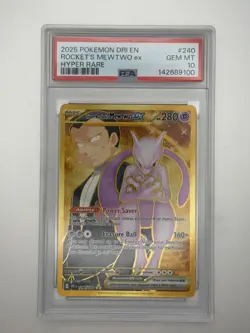 2025 Pokemon DRI-EN Destined Rivals Team Rocket's Mewtwo #240 Hyper Rare PSA 10 - Image 1