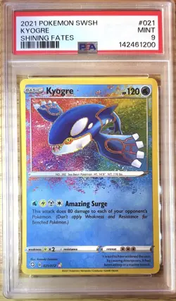 Pokemon TCG Kyogre Shining Fates 021/072 Amazing Rare Holo PSA 9 Graded - Image 1