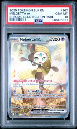 2025 POKEMON BLK EN-BLACK BOLT SPECIAL ILLUSTRATION RARE #167 MELOETTA EX PSA 10 - Image 1