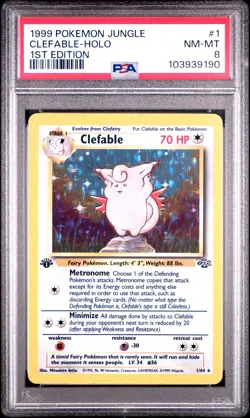 1999 POKEMON JUNGLE 1ST EDITION #1 CLEFABLE-HOLO PSA 8 - Image 1