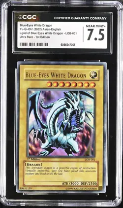 Blue-Eyes White Dragon LOB-001 1st Edition Asian - English CGC 7.5 Yugioh - Image 1