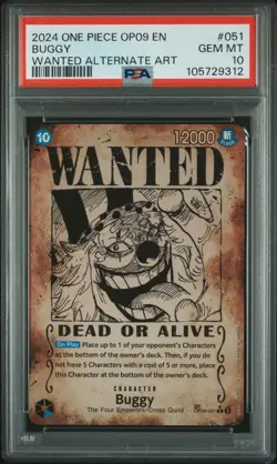 One Piece Card Eng - Buggy Wanted #051 - OP09 Four Emperors - PSA 10 GEM MINT - Image 2
