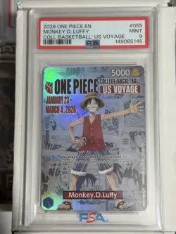2026 ONE PIECE PROMO US VOYAGE P-055 MONKEY D. LUFFY FOIL PSA 9 - Image 1