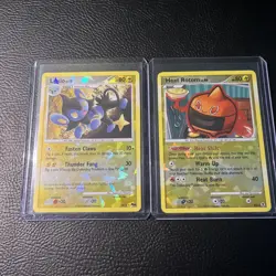 Luxio Cracked Ice Holo Pop Series 8 8/17 & Heat Rotom Cracked Ice Pokemon Cards - Image 1