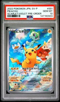 2022 POKEMON JAPANESE SV PROMO SCARLET & VIOLET PRE-ORDER #001 PIKACHU PSA 10 - Image 1