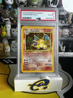 1999 POKEMON BASE SET UNLIMITED SPANISH #4 CHARIZARD-HOLO PSA 6 - Image 1