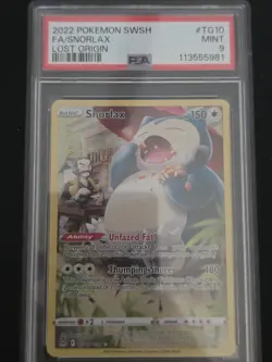 Pokemon TCG Snorlax TG10 Lost Origin Trainer Gallery Full Art PSA 9 HP150 - Image 1