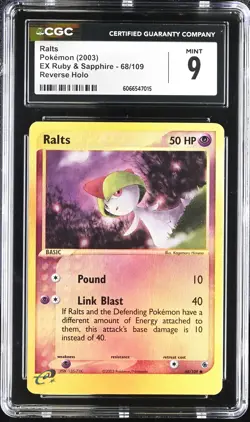 Ralts 68/109 Reverse Holo EX Ruby & Sapphire CGC 9 Graded Pokemon Card - Image 1