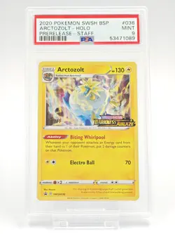 2020 POKEMON SWSH BLACK STAR PRERELEASE STAFF PROMO #036 ARCTOZOLT-HOLO PSA 9 - Image 1