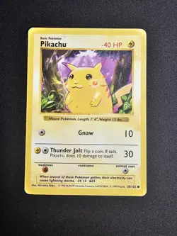 1999 Pokemon Pikachu Red Cheeks Base Set Shadowless 58/102 HP DMG - Pokemon TCG - Image 1