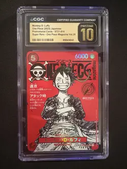 CGC Pristine 10 Monkey D Luffy One Piece Mag Vol. 20 Promo #ST21-014 SR JP 2025 - Image 1