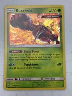 Buzzwole Holofoil Rare SM - Cosmic Eclipse 21/236 Pokemon Card NM - Image 1